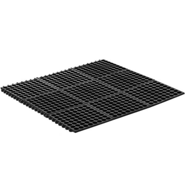 Gennembrudt anti-skrid gummi dørmåtte 92 x 92 x 1 cm sort