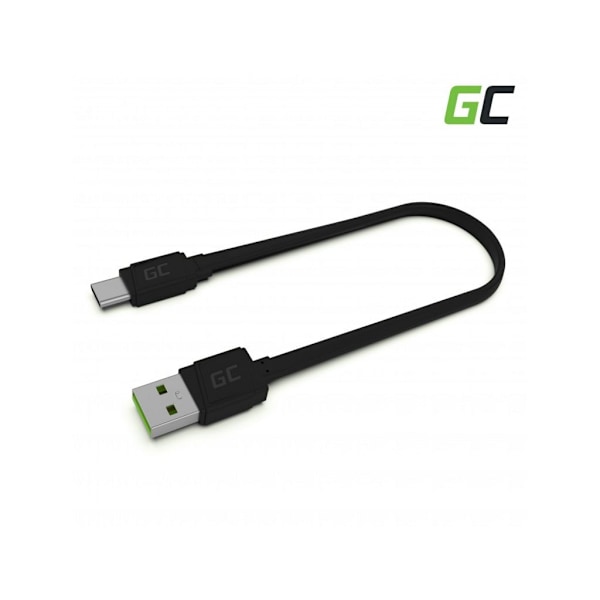 Green Cell Flat Kabel USB-A till USB-C, 25 cm, snabbladdning