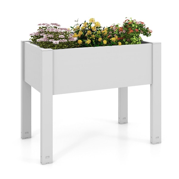Højbed lavet af plastik, selvvandende haveseng, 53L, 76 x 45 x 61 cm, hvid