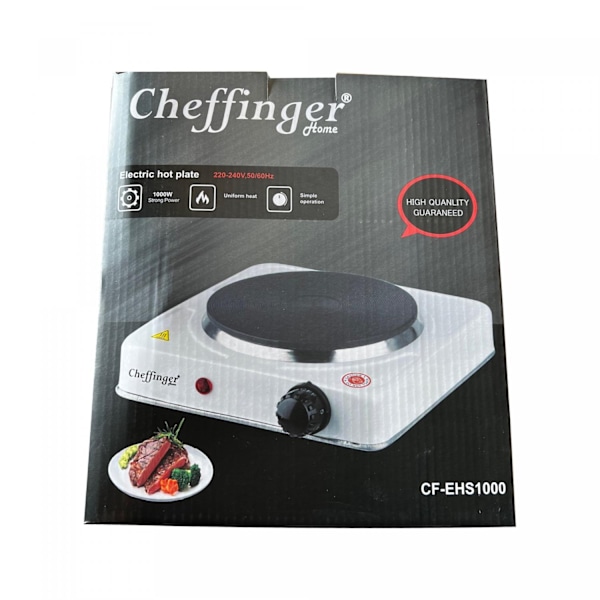 Cheffinger CF-EHS1000: 1000W elektrisk kogeplade - enkelt