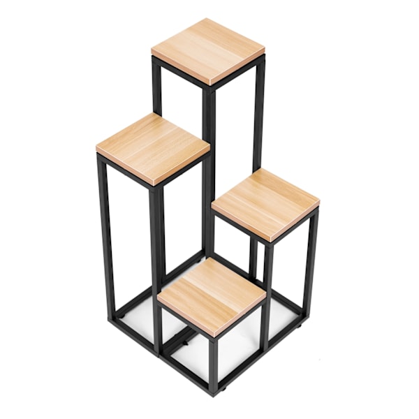 Kukkateline, kukkahylly, koristeet, 4 hyllyä, metalli MDF, vaalea pähkinä ModernHome