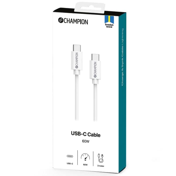 USB-C-kaapeli 60W 3m valkoinen