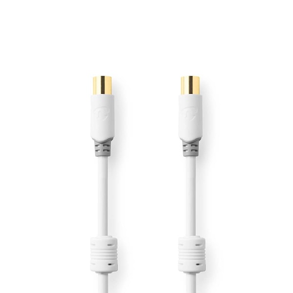 Coax Cable | IEC (Coax) Han | IEC (Coax) Hun | Guldplateret | 100 dB | 75 Ohm | Dobbelt afskærmet | 5.00 m | Runde | PVC | Hvid | Box