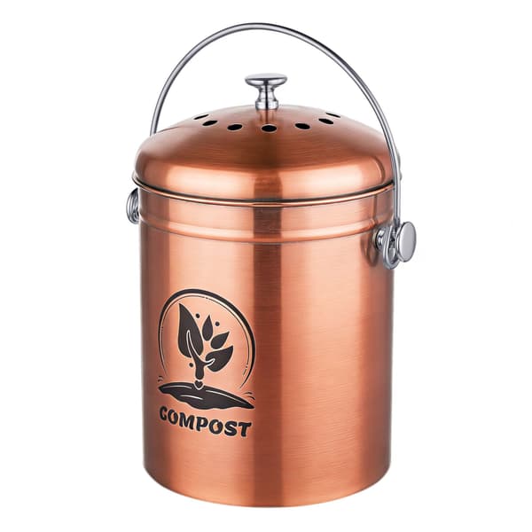 5L kompostbeholder i kobber og rustfrit stål med lugtfilter