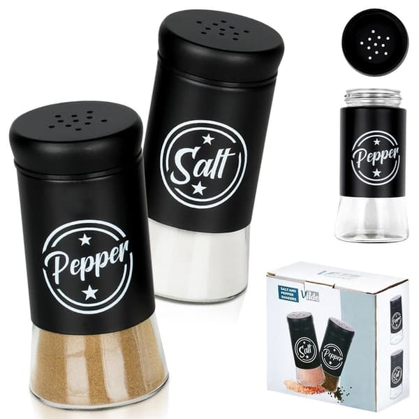 Svarta glas salt- och pepparshakers, 2 st.