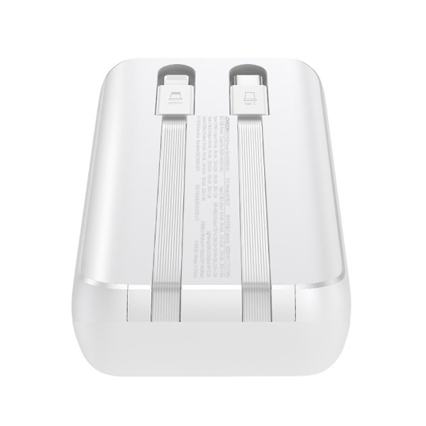 Minivirtalähde 10000mAh sisäänrakennetuilla kaapeleilla JR-PBC06 30W valkoinen