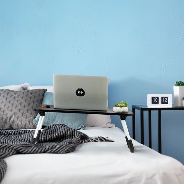 Sort Folding Lap Desk – Bærbar sengebakke med jernramme