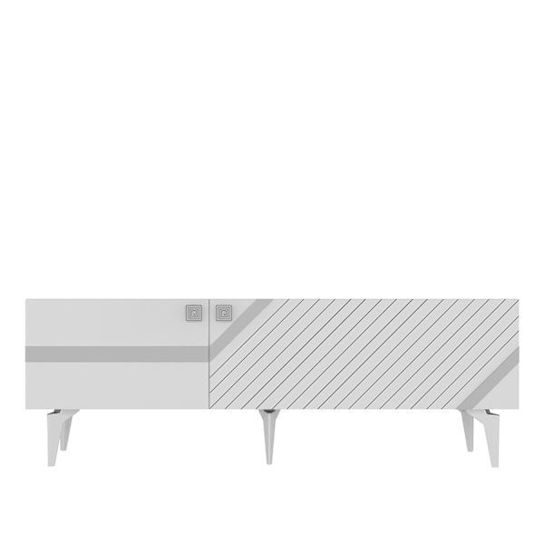 TV-bänk Iris - Vit, Silver
