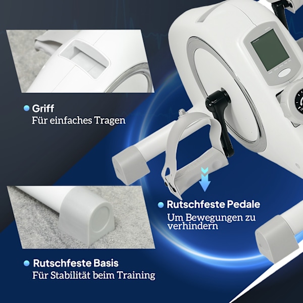 Pedal trainer minikuntopyörä ikäihmisille 8 säädettävällä magneettivastuksella ja LCD-näytöllä käsi- ja jalkatreenikuntopyörä kotiharjoitteluun Aosom