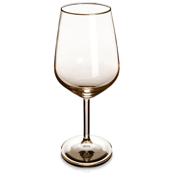 Elegant Vinglas i Bärnsten med Guldkant för Vitt & Rött Vin