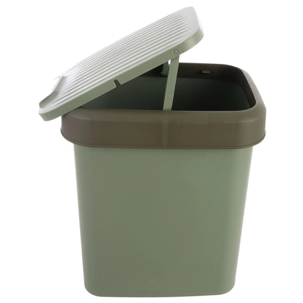 12L grøn plastikspand med vippelåg