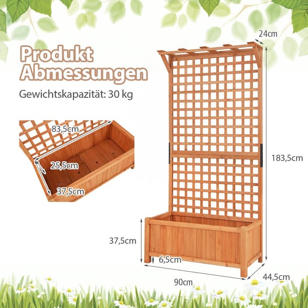 Træplantekasse med espalier og drænhuller