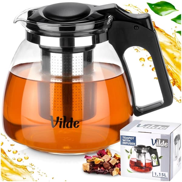 Tekande med infuser, borosilikatglas, 1,15L