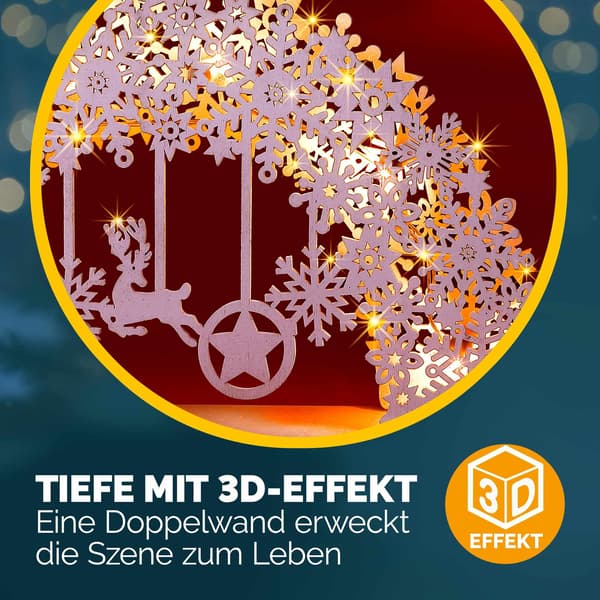 LED-ljusbåge med timer – Vit snöflingedesign