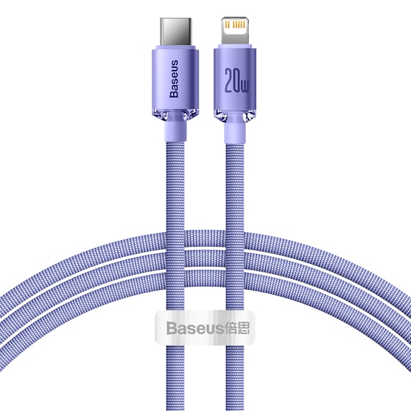 Kabel för snabbladdning och dataöverföring USB-C Iphone Lightning 20W 1,2m lila