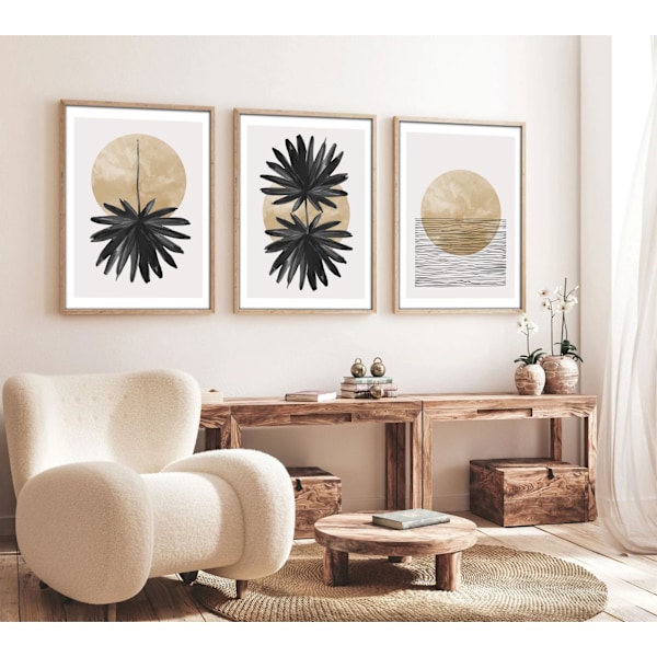 Dekorativ inramad MDF-målning (3 stycken) Huhu210 - 50 x 70