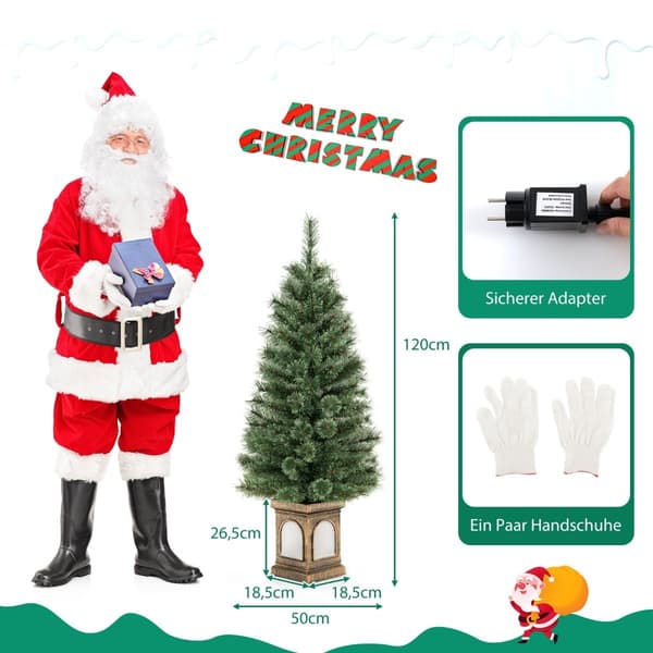 120 cm kunstigt juletræ med timer og forbelysning