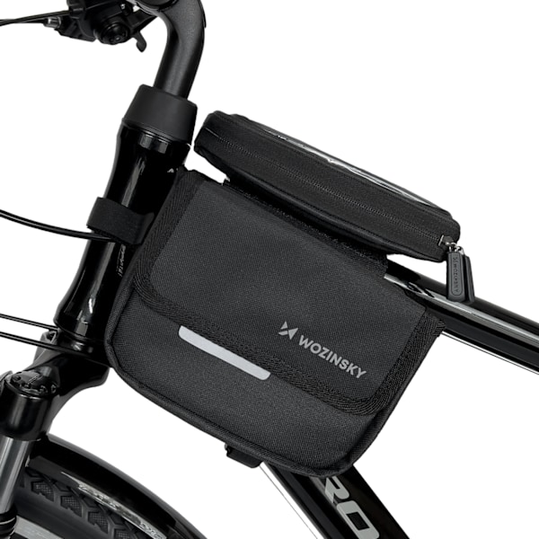 Cykelrammetaske, cykeltaske, vandtæt telefontaske, 1,5l, sort