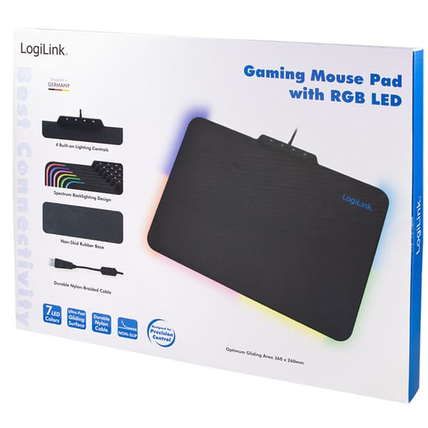RGB Gaming Musemåtte, 360x270mm, Skridsikker Base