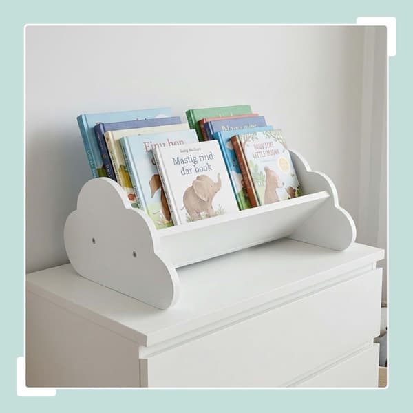 Barnbokhylla Cloud, vit MDF, 17x43x29 cm