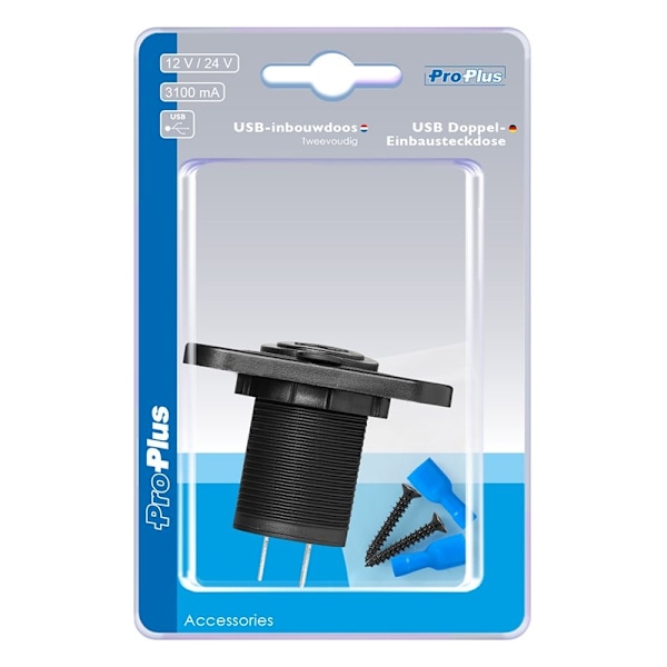 USB-portti kaksinkertainen uppoasennus tyyppi A 3100mA 12V/24V läpipainopakkauksessa