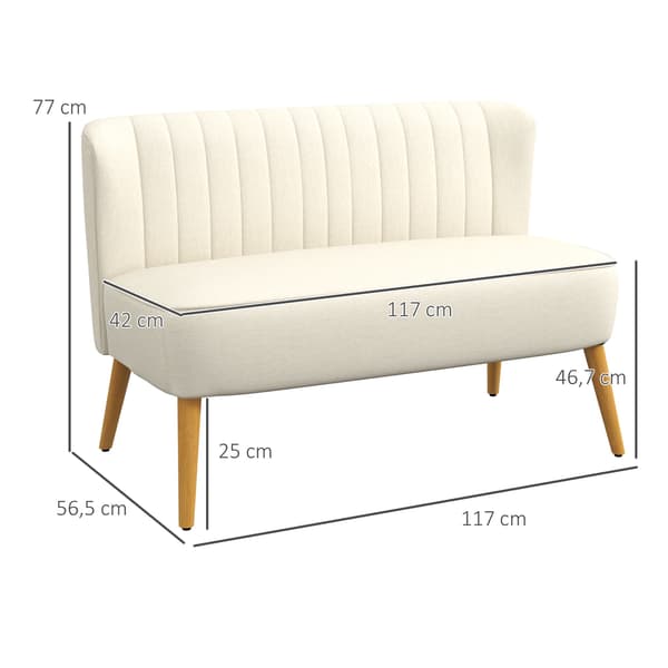 2-personers sofa, cremehvid, blød polstring, 220 kg kapacitet