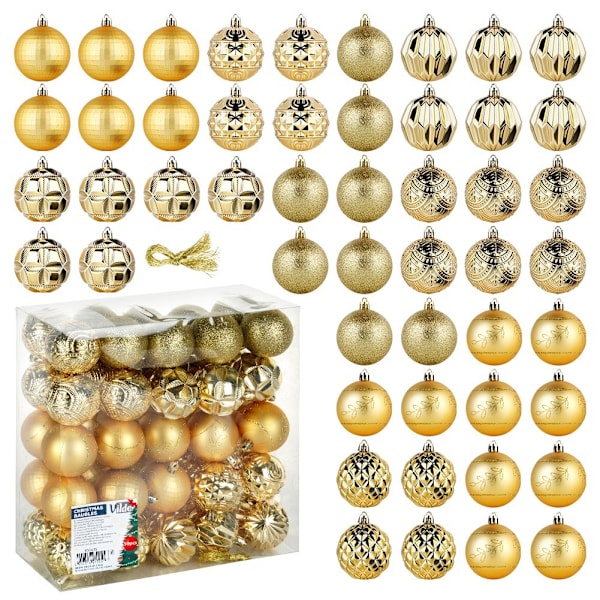 Sprængsikre julekugler guld 6 cm 50 stk.