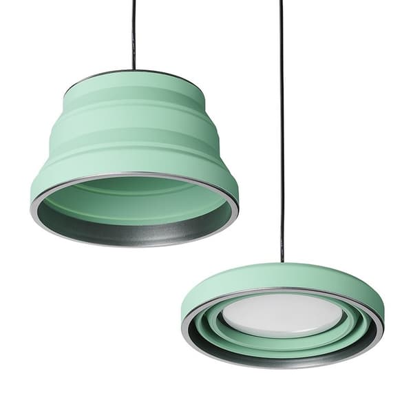 Hængende LED-lampe foldbar silikonegrøn Ø15cm