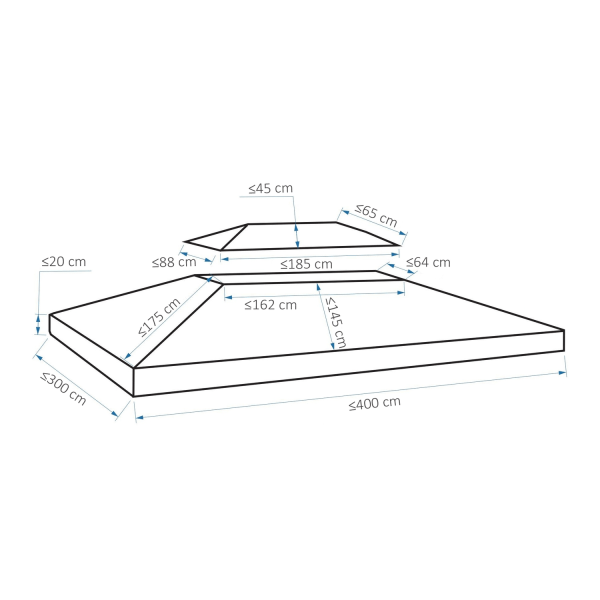 Replacement Roof Gazebo Katto Garden Gazebolle, Polyesteri, 3X4M, Vaaleanharmaa