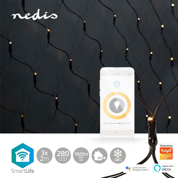 SmartLife jluelys | Net | Wi-Fi | Varm Hvid | 280 LED's | 3.00 m | 3 x 2 m | Android™ / IOS