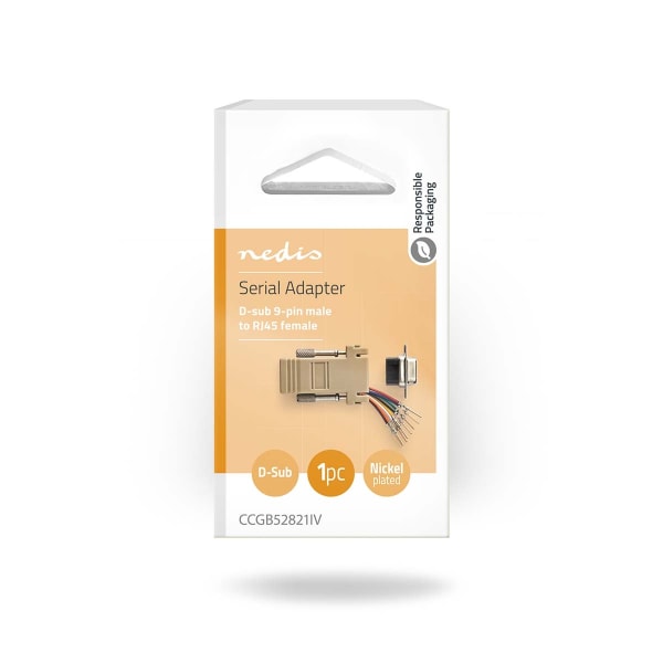 Sarjaporttisovitin | Sovitin | D-SUB 9-Pin Uros | RJ45 Naaras | Niklattu | Valkea | Laatikko