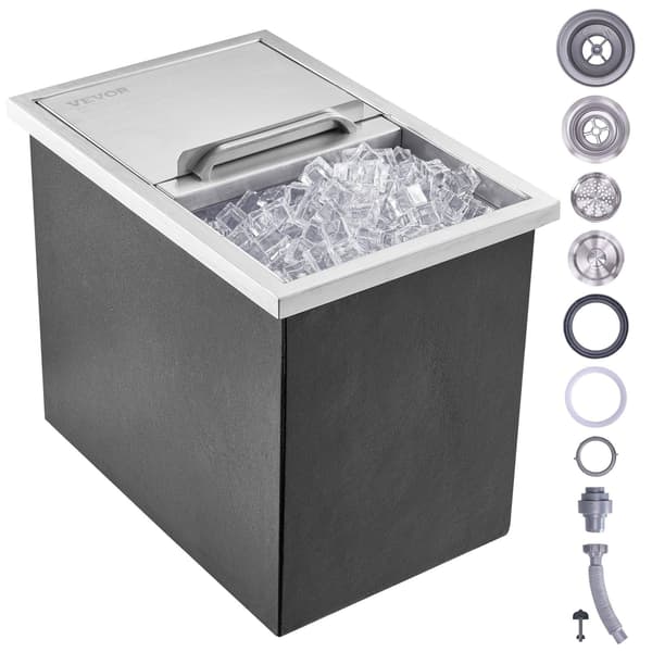 Drop-in isbehållare, 28 qt rostfritt stål, skjutbart lock, avlopp
