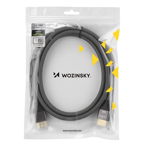 Stærkt holdbart HDMI 2.1 8K/4K/2K flettet kabel 2m - sølv