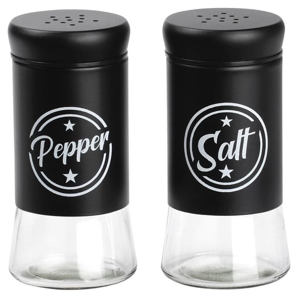 Sorte glas salt- og pebershakere, 2 stk.