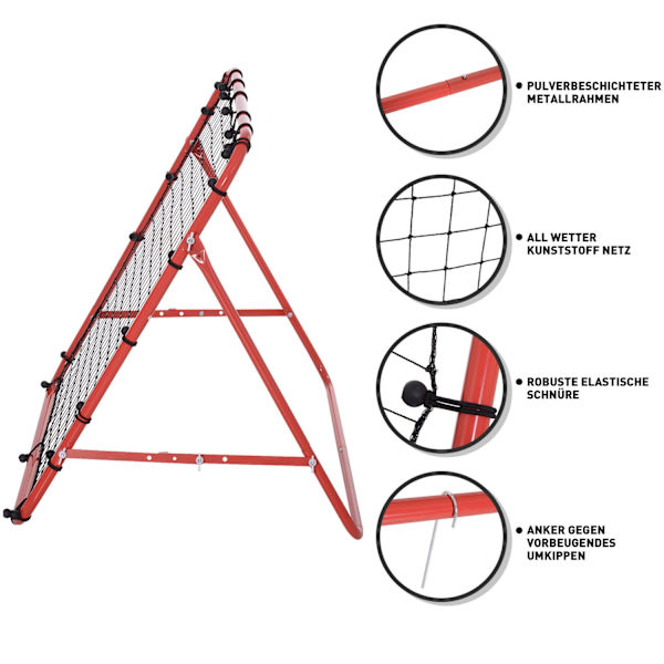 Rebounder Football Rebound Seinämaaliverkko Jalkapallolle Säädettävä Kulma Punainen + Musta 96 X 80 X 96 Cm