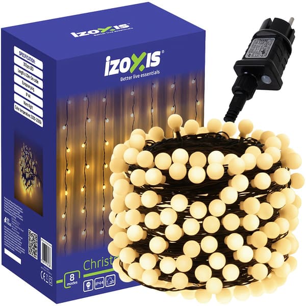 300 LED julelys, varm hvid, 30m, 8 tilstande