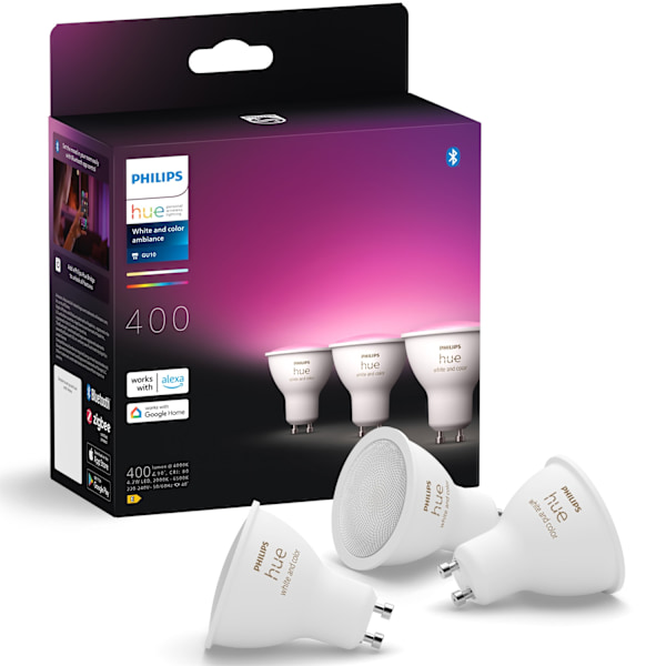Hvid og Farve Ambiance GU10 400lm 3-pak