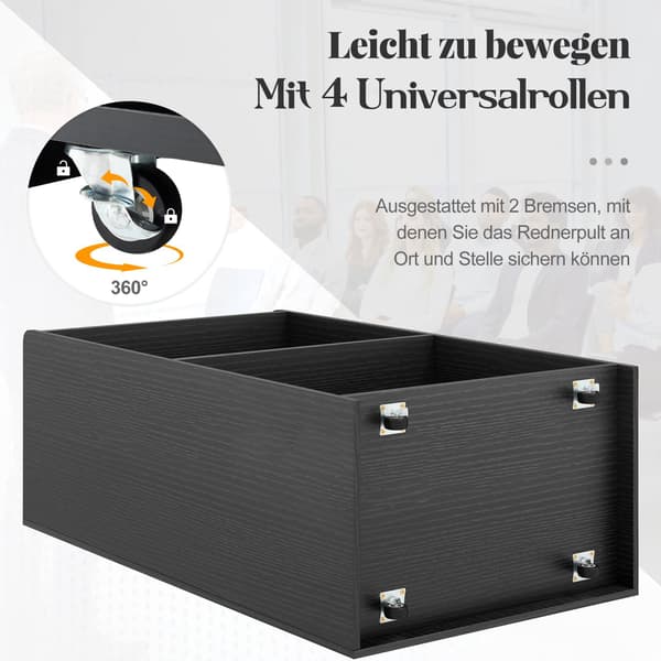 Mobilt podiestativ med hylder, sort, 105 cm
