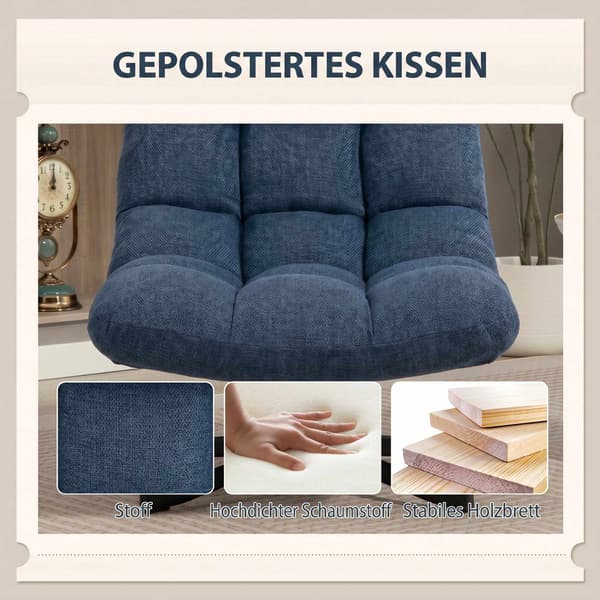 Drejestol, armløs chenille, mørkeblå