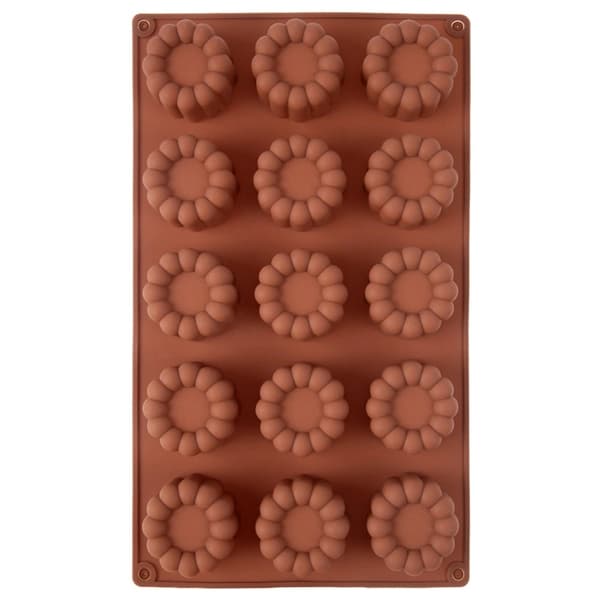 Silikonform för blomkakor, brun, 28x17x2,8 cm