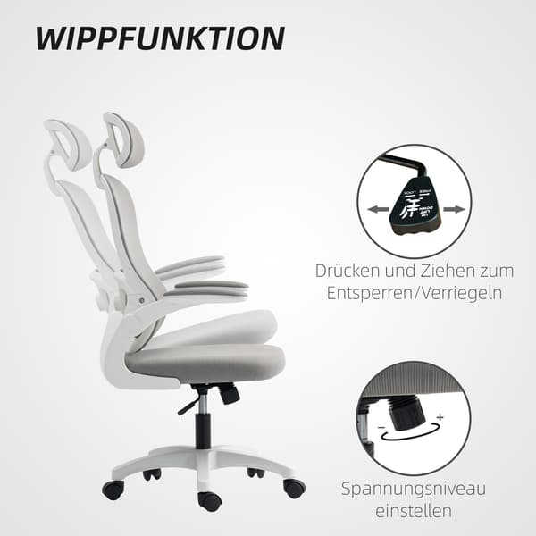 Ergonomisk kontorstol, netryg, justerbar, grå