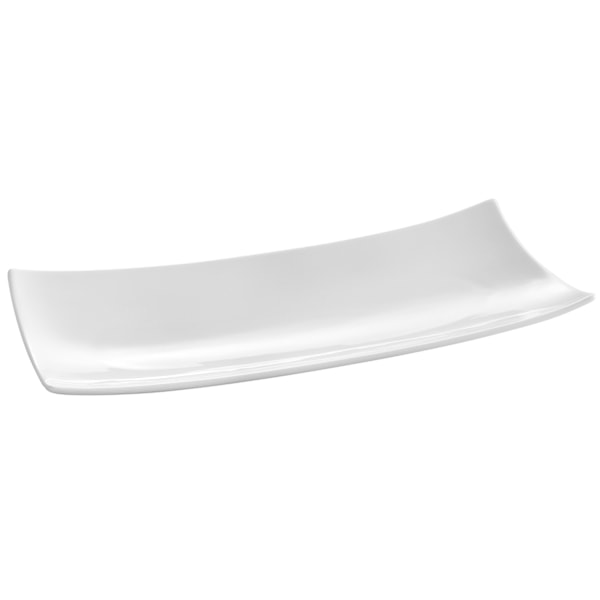 Rektangulær dekorativ fadbakke BARKA 352x146mm hvid porcelæn - Hendi 785553