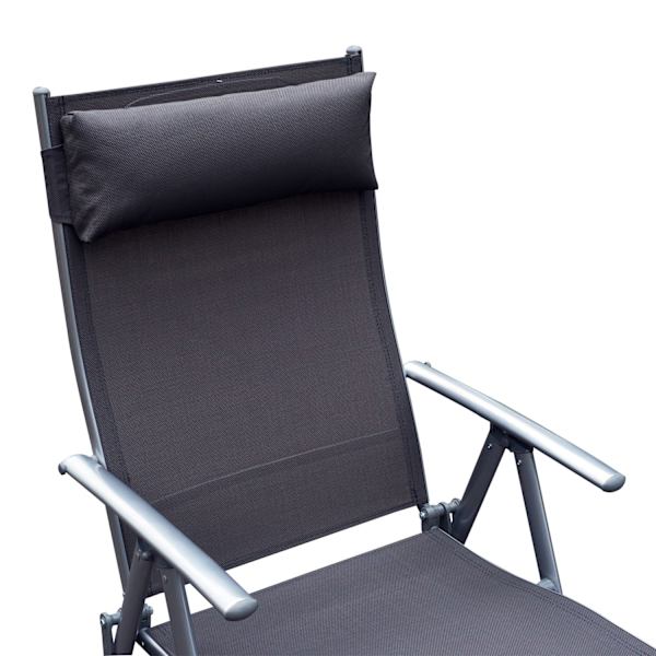 Garden Lounger Liggestol Solseng Foldbar Justerbar Med Pude Havegrå Metal + Stof Grå 137 X 63,5 X 100,5 Cm