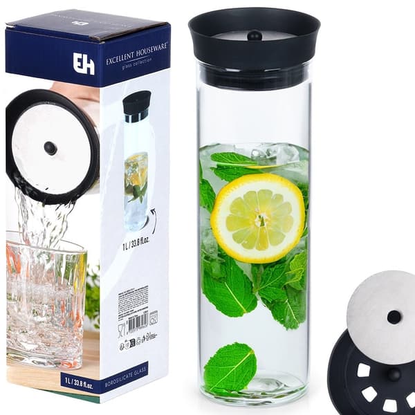 Elegant glaskande med låg - 1L, Smart Pouring System