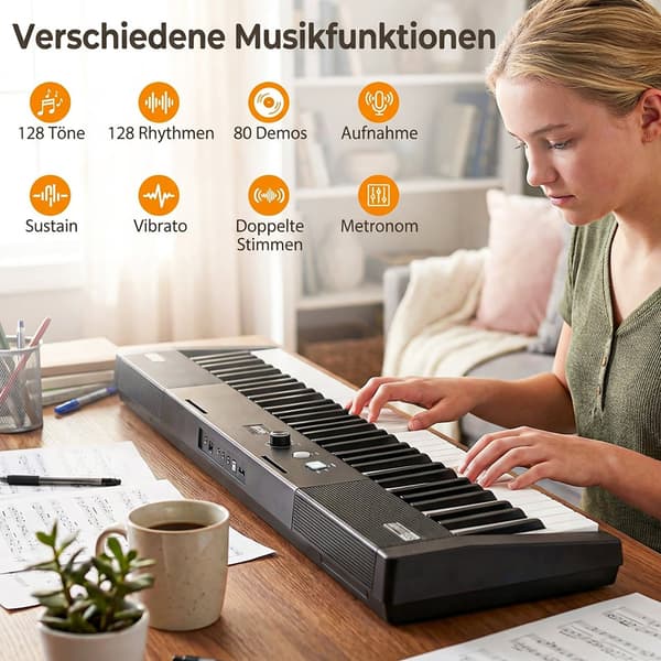 Elektroniskt keyboardset med 61 tangenter och justerbart stativ
