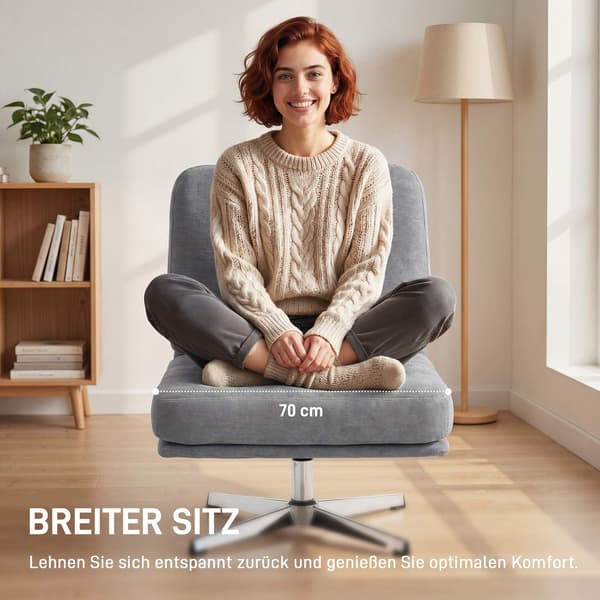 Snurrfåtölj, chenilletyg, 70 cm sits