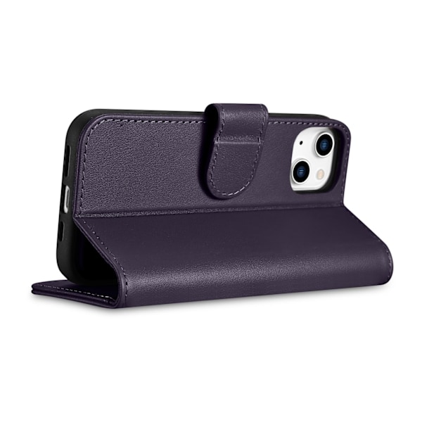 2-i-1 Läder Flip Cover iPhone 14 Pro Anti-RFID plånboksfodral Mörklila