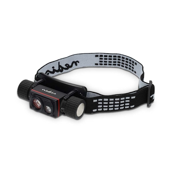 LED forlygte | Batteri / USB Drevet | 3.7 V DC | Batterier medfølger | Opladningsbar | Nominel lysstrøm: 1000 lm | Lysområde: 180 m Sort