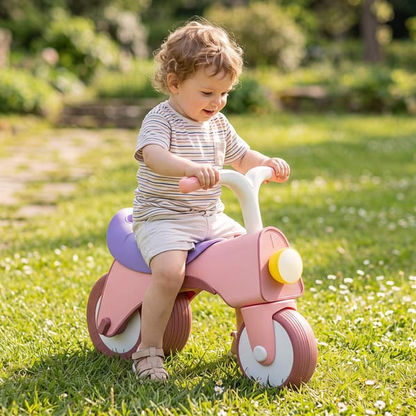 Børne lyserød balancecykel med lys og musik