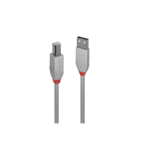 Lindy 36682, 1 m, USB A, USB B, USB 2.0, 0,48 Gbit/s, harmaa